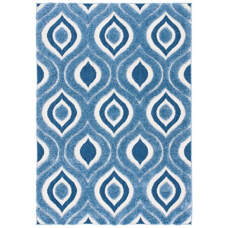 Safavieh 8 x 10 ft. Shag Power Loomed Rectangle Area Rug; Blue & Ivory SG461-6012-8